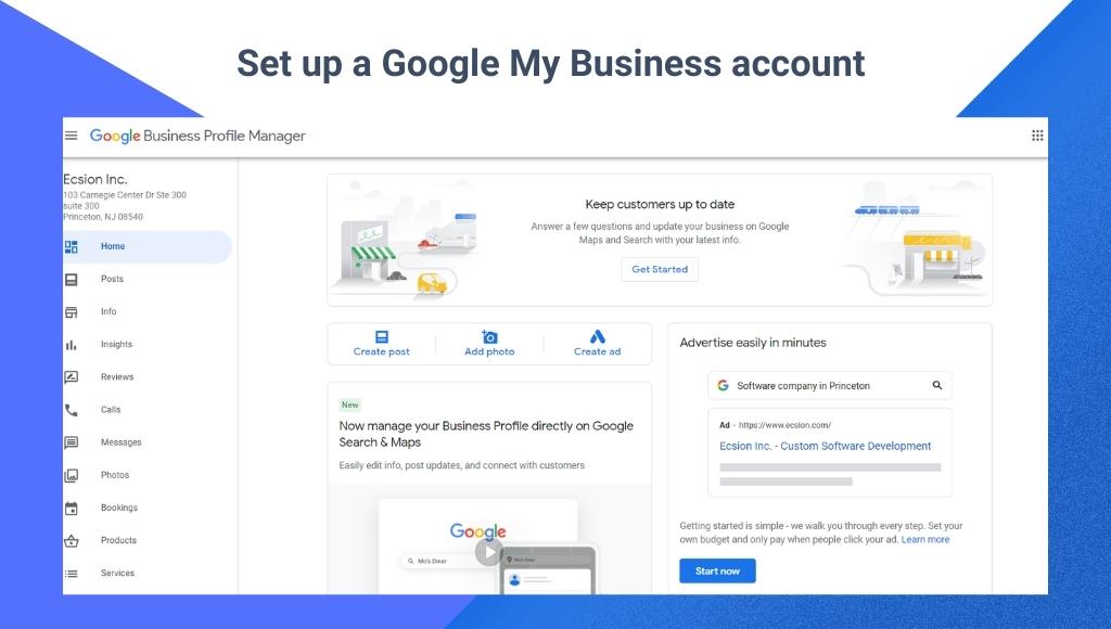 Set up a Google My Business account